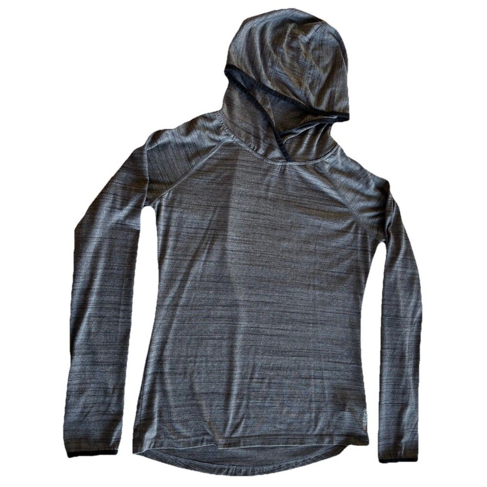 Reebok Long Sleeve Hooded Activewear T Shirt Women’s Gray Sz Small